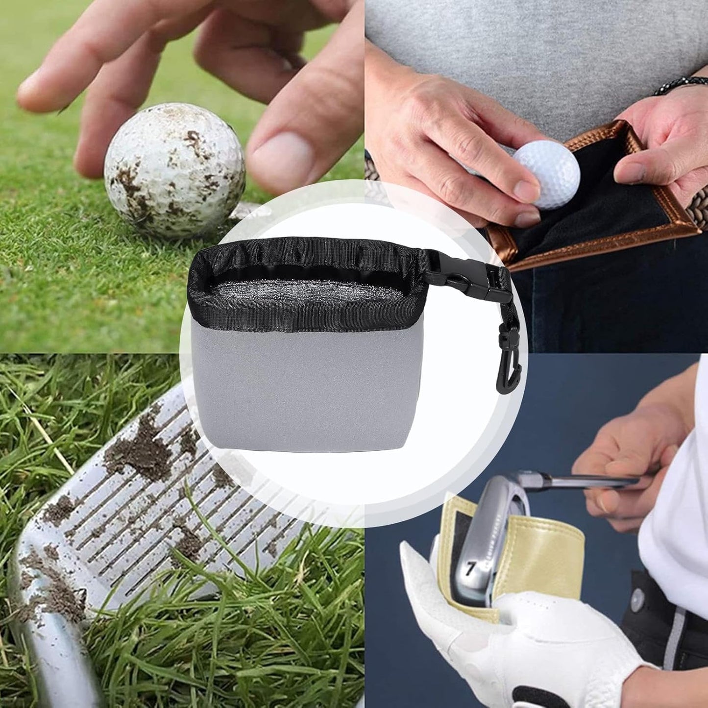 Golf Club Cleaning Pouch, Detachable Ball Washer, Portable Compact Waterproof Exterior Clip, Maintenance Tool for Driving Range and Golfs Course Use, Drivings Range Accessoriess