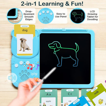 Talking Flash Cards for Toddlers - LCD Writing Tablet Kids - Drawing Tablet Toddler Toys 510 Sight Words for Ages 3 4 5 6 - Autism & Speech Therapy Toys - Kindergarten Gifts for Boys and Girls