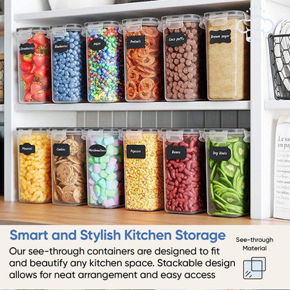 Chef's Path Airtight Food Storage Containers Set - 12 PC/Small Size - 2L- Kitchen Pantry Organization - BPA-Free Plastic Canisters - Includes Labels - Marker and Spoon Set