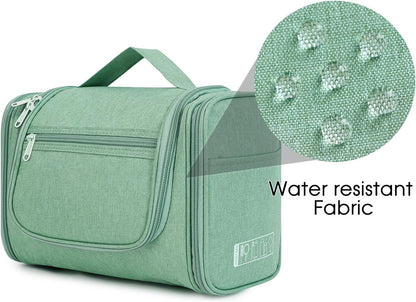 Large Hanging Toiletry Bag for Men and Women Travel Makeup Bag Organizer Portable Waterproof Bathroom Shower Bag Lightweight Shaving Bag (Green)