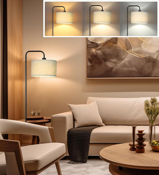 Floor Lamp for Living Room, Modern Arc Standing Lamp, 3 Color Temperatures, Bulb Included Suitable for Living Room, Bedroom, Office, Study, Baby's Room etc.