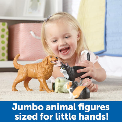 Learning Resources Jumbo Domestic Pets, Preschool Pet Toys, Classroom Desk Pets, 6 Animals, Ages 2+