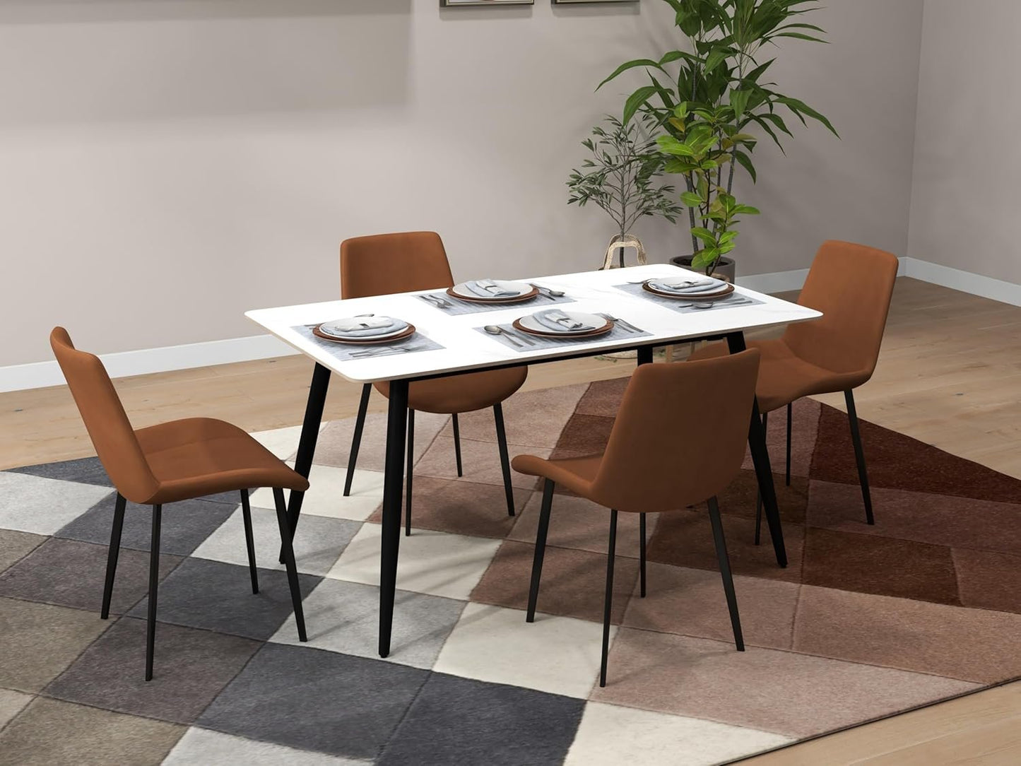 CB Home Sintera Sintered Stone Dining Table – Stylish, Durable, and Heat-Resistant Table (Seats 4-6)- Glossy Marble Effect Top