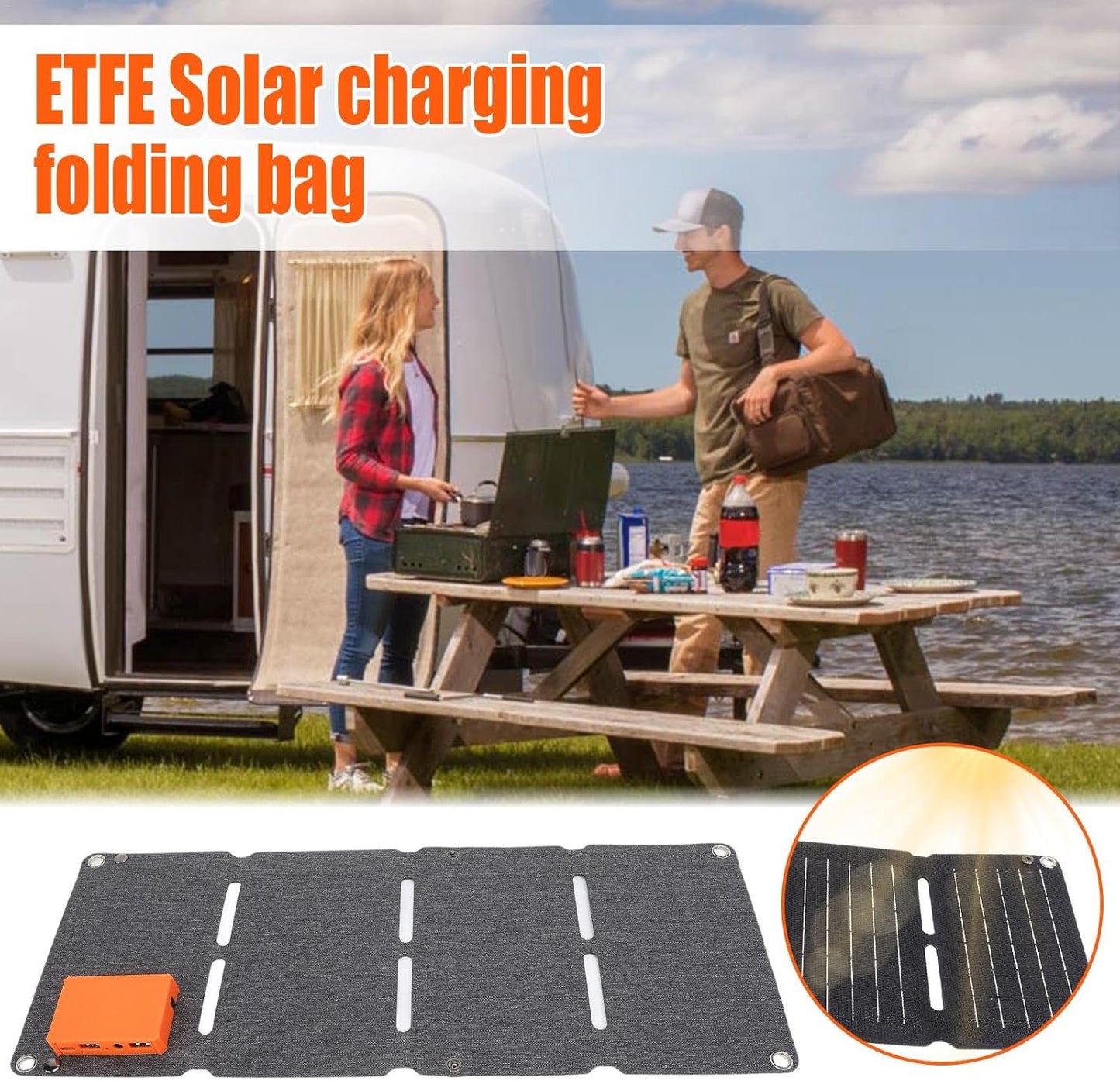 Hiking Solar Charger Bag,Solar Power Charging Bag Phone Charger | Portable Charger Power Bank, Folding Bag Camping Solar Charger for Outdoor Camping Hiking Urgent