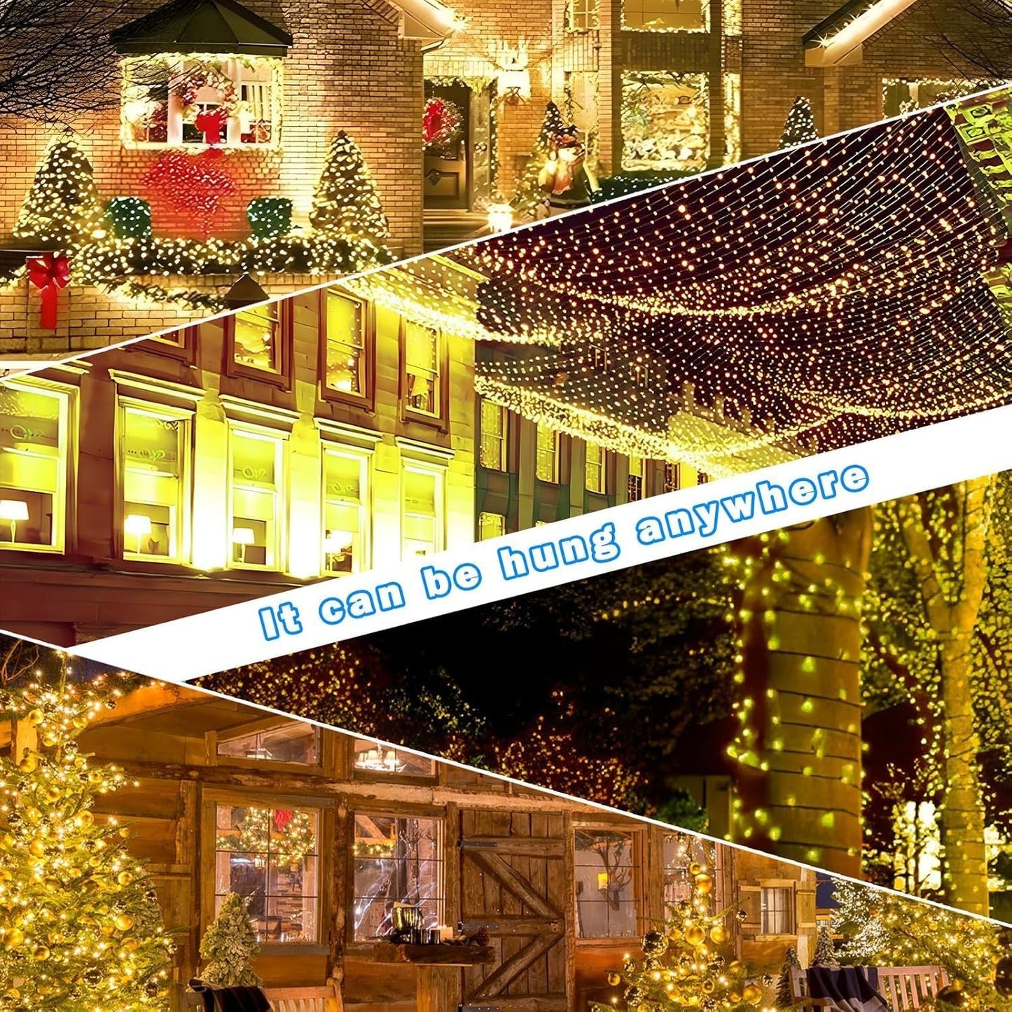 SOLARBABY Solar Christmas Lights Outdoor Waterproof, 164FT 500LED 19 Modes Solar Sting Lights for Outside Xmas Tree Garden Patio Wedding Christmas Decorations,Warm White