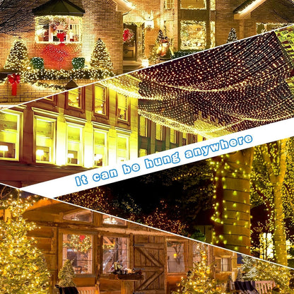 SOLARBABY Solar Christmas Lights Outdoor Waterproof, 164FT 500LED 19 Modes Solar Sting Lights for Outside Xmas Tree Garden Patio Wedding Christmas Decorations,Warm White