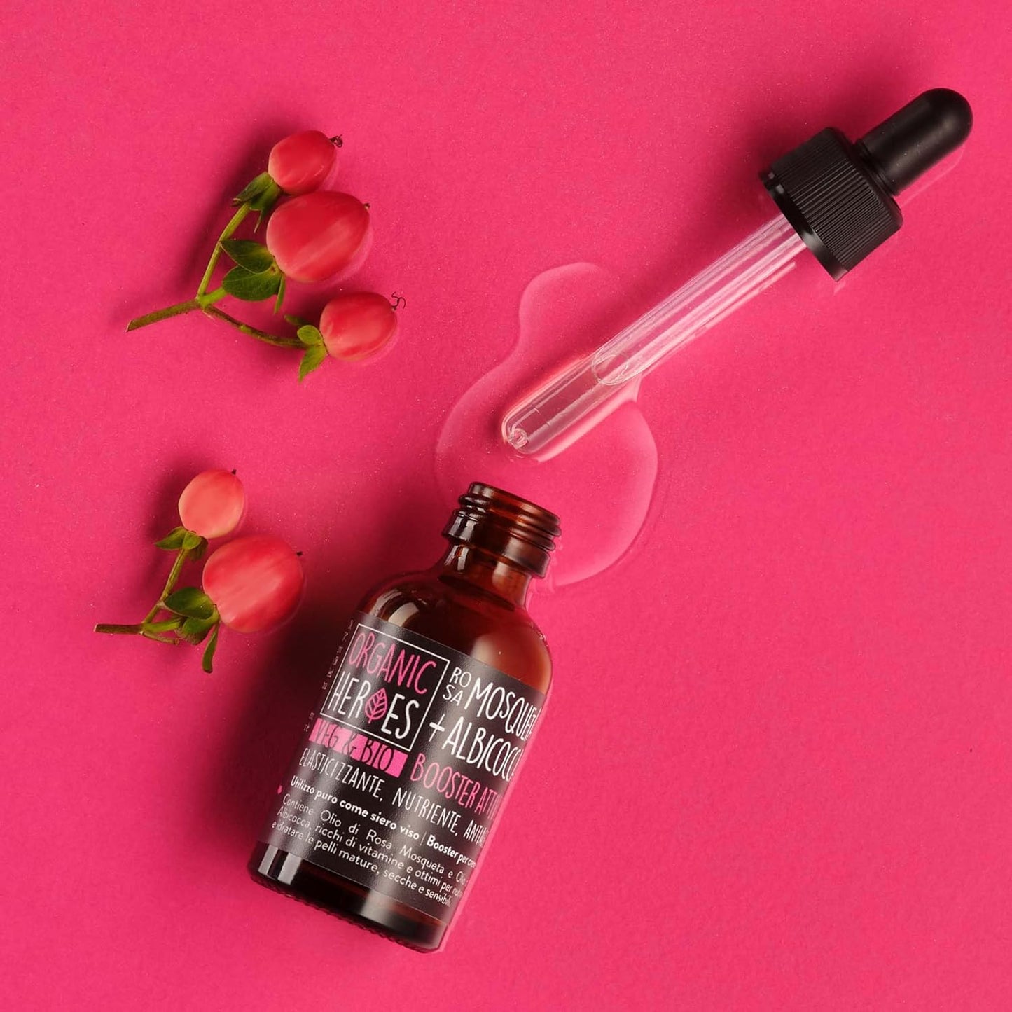 Organic Heroes | Rosehip + Apricot, Face Oil with Light Texture, Concentrate of Vitamins and Essential Elements, Anti-Aging and Soothing Effect, Ideal for Mature and Very Dry Skin, 30 ml