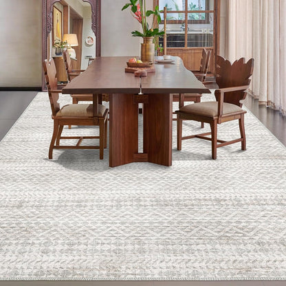 Fortsea 5'x7' Machine Washable Abstract Design Area Rug Machine Washable Area Rugs 5X7, Non Slip, Stain Resistant, Home Decor Living Room Area Rugs 5x7 (Grey Beige 5x7)…