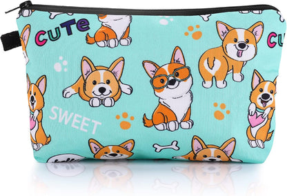 Sibba Canvas Cosmetic Bag, Small Money Bag, Hook & Loop Closure Pen Holder, Cosmetic Bag, Makeup Organizer, Travel Accessories for Teenagers and Girls, Shiba Pattern, Bag Organizer