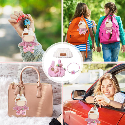 6-6.7 Inch Doll Clothes, Doll Clothes, Doll Accessories, Plush Clothes with 1 Hat, 1 Romper, 1 Camera Backpack (Pink)