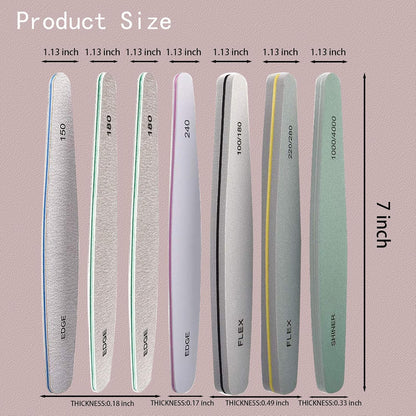 HANHOST Professional 9-Piece Nail File & Buffer Set - Multi-Grit Emery Boards (150、180、240、100/180、220/280、1000/4000) for Shaping, Smoothing & Shining - Natural/Acrylic/False Nails - Home & Travel Nail Care Kit