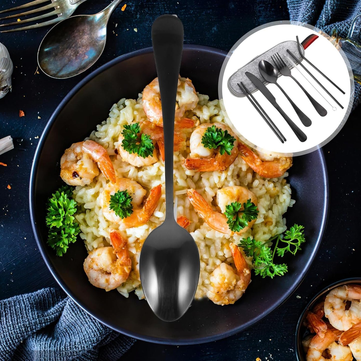 PRETYZOOM 2 Set Gadget stoviglie cannucce di Cucchiaio divisori per cassetti Bacchette Coltelli forchette cucchiai Posate Utensili da Cucina Acciaio Inossidabile Black