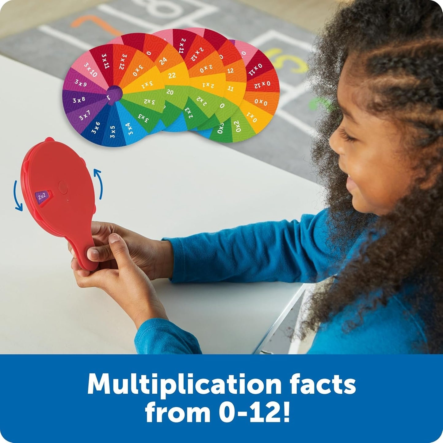 Learning Resources Skill Builders! Multiplication Quiz Wheel, Math Fidget Toy, Number Flash Cards, Math Fidget Spinner, Ages 6+, 15 Pieces