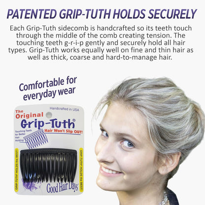 Good Hair Days Grip-Tuth Shorty Combs - Decorative & Styling Combs for Fine and Thin Hair (Crystal, 2 Count - 1 3/4 inch)