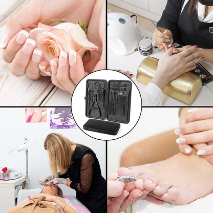 Manicure Set, 18 in 1 Professional Pedicure Kit Stainless Steel Personal Care Nail kit Manicure Portable Nail Clipper Set Tools with Travel Case(Black)