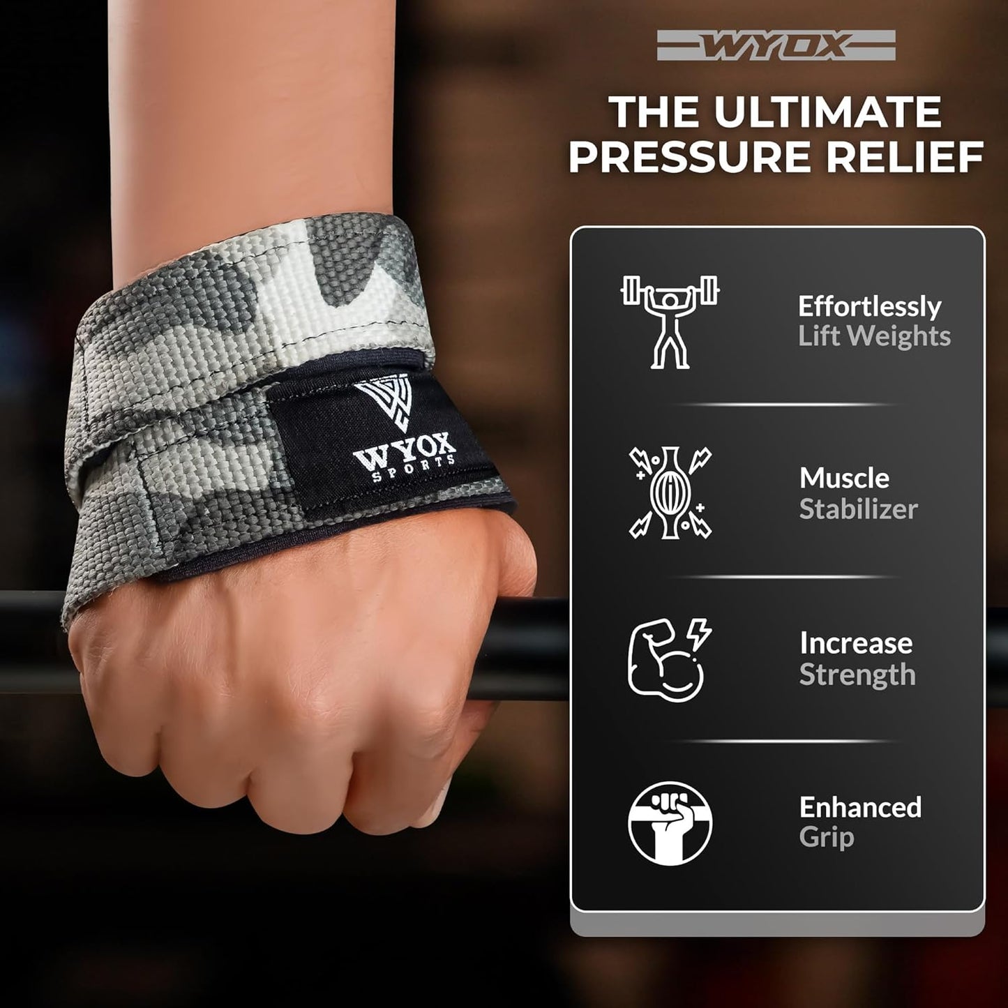 Wyox Figure 8 Weight Lifting Straps with Neoprene Wrist Support Pair (Black)