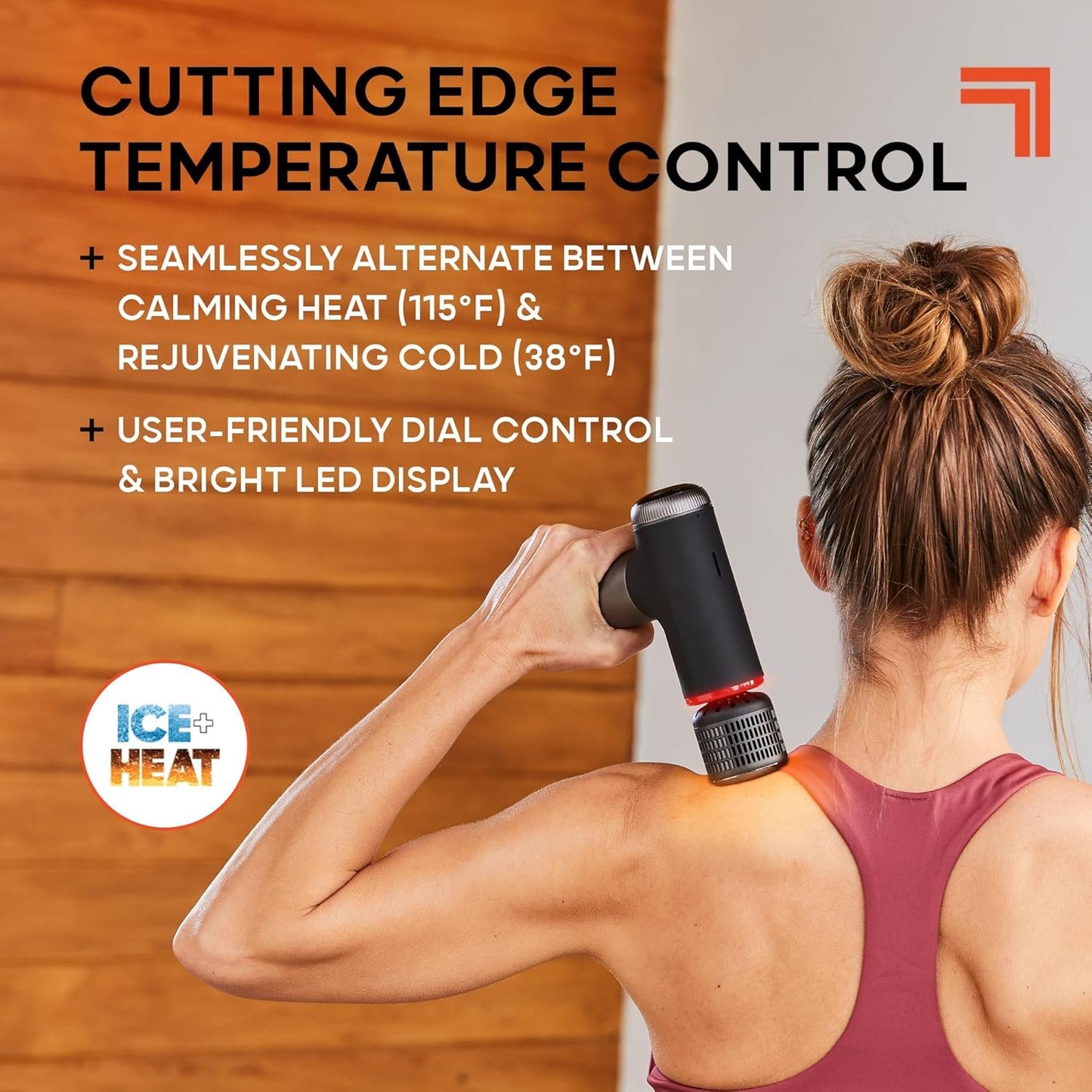 Sharper Image Powerboost Pro+ Hot & Cold Compact Percussion Massager, Dual-Temperature Node, Soothing Heat & Cold Therapy, 6 Speed, 4 Attachments, Lightweight Portable Athlete Recovery, Travel Case