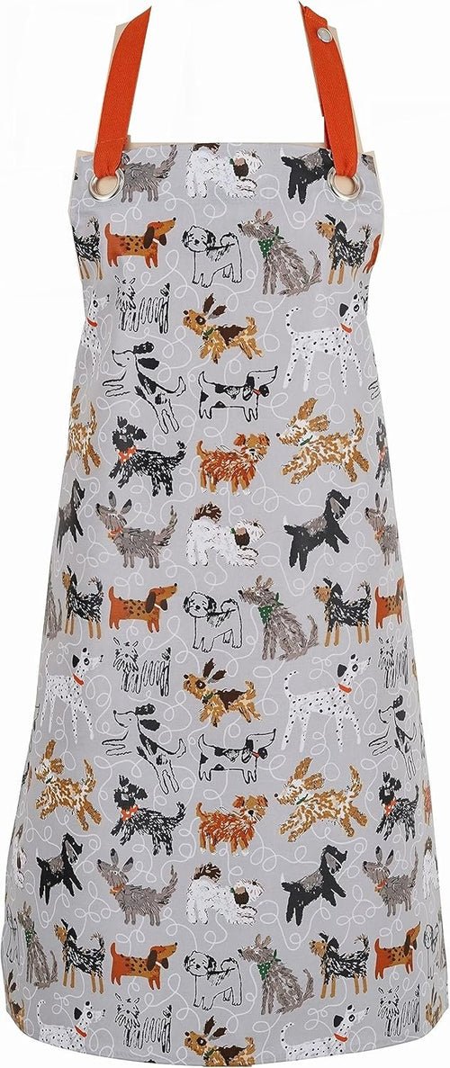 Ulster Weavers 100% Cotton Wipe Clean PVC Coating-Eco-Friendly, Made from Recycled Materials-Stylish and Perfect for Every Kitchen, Dog Days, Grey Apron