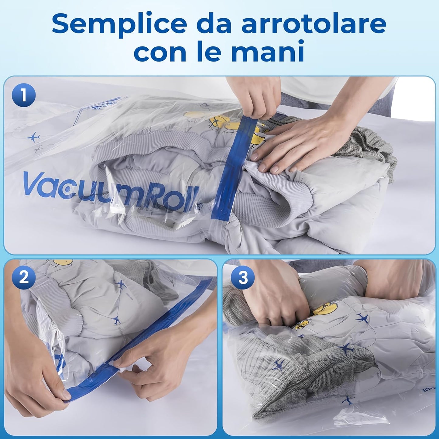 myHodo 10 Vacuum Bags for Clothes (5 60 x 40 cm, 5 50 x 35 cm), Space-Saving Bags and Vacuum Bags for Suitcase, Travel and Backpack, Reusable Bags, Transparent Resealable Bags