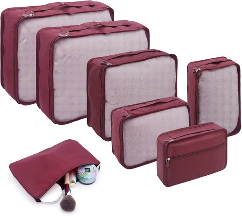 ShawFly Suitcase Organizer Packing Cubes, 7 Pieces Travel Cubes for Suitcase Lightweight Luggage Packing Organizer Essential Travel Bags for Travel Accessories (Burgundy)