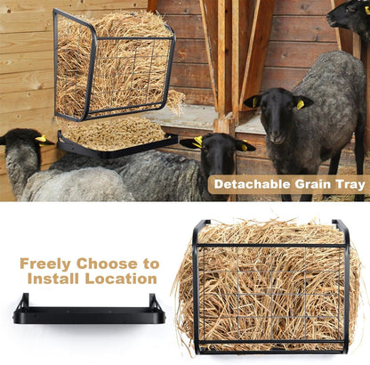 mopam Horse Hay Feeder, 23 Gallons Wall Mounted Metal Goat Hay Rack Fence Livestock Feeder for Farm Cattle Sheep Indoor Outdoor Uses 24.4''x14''x22.6''