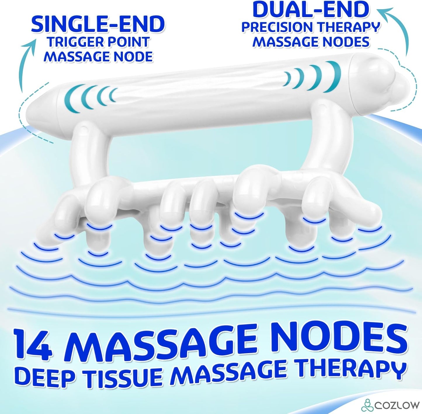 Cozlow - Fascia Massage Tool for Trigger Point Pain Relief - Myofascial Release Massager for Reduced Cellulite Appearance & Tight Muscle Knots - Deep Tissue Massage Nodes for Neck, Shoulder & Legs