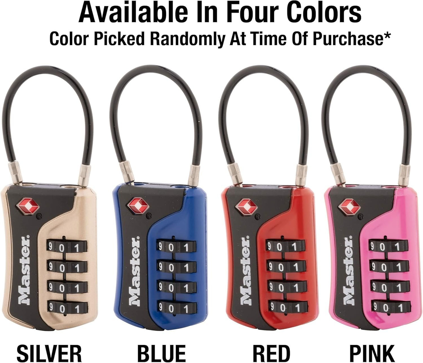 Master Lock 4697D Set Your Own Combination TSA Approved Luggage Lock, 1 Pack, Colors May Vary