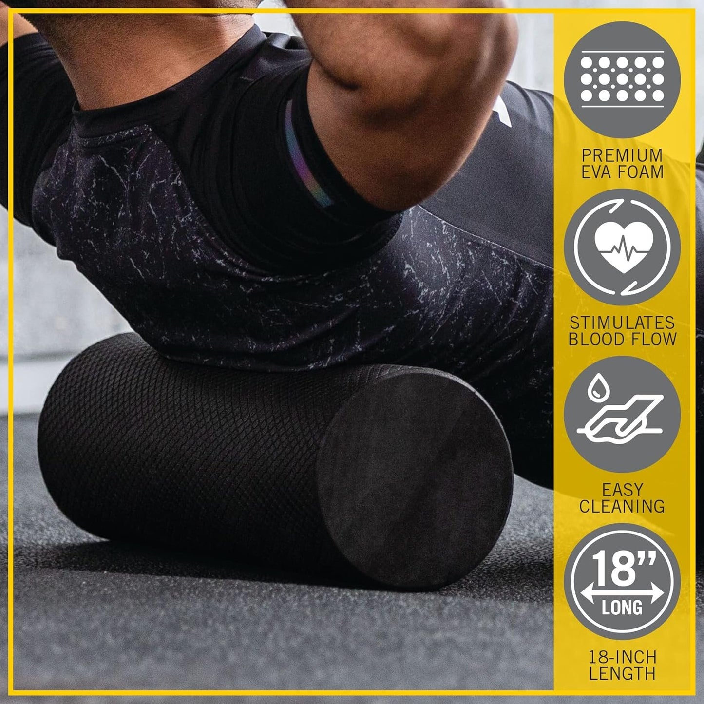 Everlast FIT 18-Inch Premium EVA Foam Roller - Enhance Posture & Relieve Muscle Tension, Ultimate Home Gym Accessory for Neck & Leg Massage, Pilates, Yoga, & Relaxation, Warm-Up & Recovery Tool