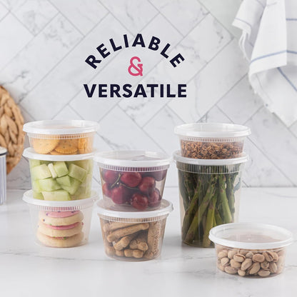 Food Storage Containers With Lids - [15 Pack] - (8, 16, & 32 Oz) - Plastic Deli Containers With Lids Variaty Pack - Soup Containers With Airtight Lids - Freezer & Dishwasher Safe