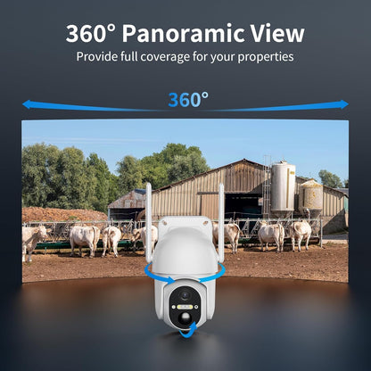 4G LTE Cellular Security Cameras Outdoor, 2 Pack No WiFi Security Camera Solar Powered with 360° View, 2K Color Night Vision, Includes SIM Card(Support Verizon/AT&T/T-Mobile)