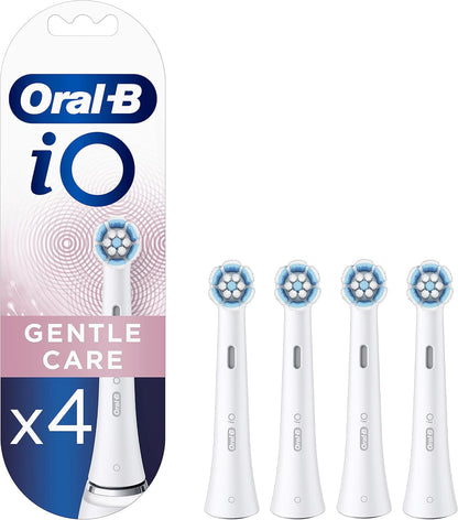 Oral-B iO Gentle Care Electric Toothbrush Heads, Pack of 4 White Replacement Heads, Gentle and Effective Cleaning of Sensitive Gums and Teeth