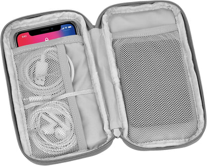 Vesaneae Small Cable Organizer, 19 x 10 x 3 cm Travel Bag for Cables, Electronic Accessories Organizer, Travel Cables Case, Portable Electronics Accessories Bag for Cables, grey, Hand Luggage