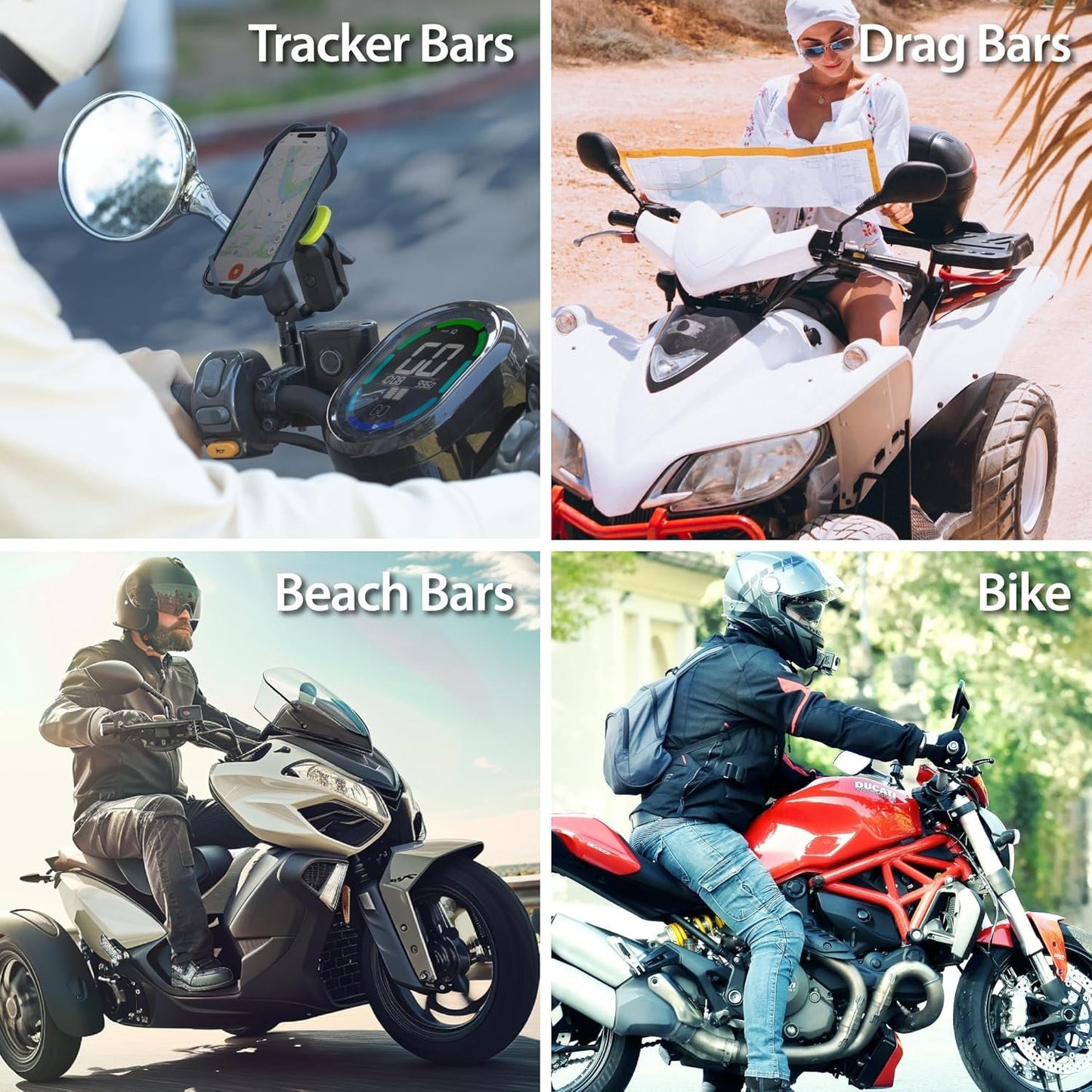 BONE Moto Tie Connect Kit 3, Magnetic Motorcycle Phone Mount, Detachable & 360° Rotatable with Shock-Absorbing Design, Scooter Phone Holder for Most Smartphones (Rearview Mirror)
