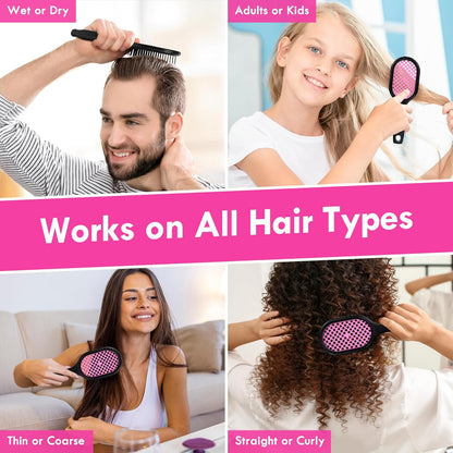 Vented Detangling Hair Brush - 2 Pack Detangler Hairbrush for Effortless Tangle Removal - Ultra-Soft Bristles -For Natural Curly Straight Wet Dry Damaged Hair for Women Men Kids - Blue & Pink