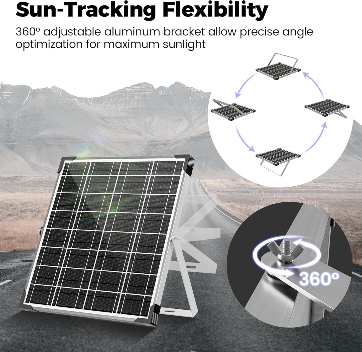 Voltset Solar Panel Kit 20W 12V, Solar Battery Trickle Charger Maintainer, Waterproof Solar Panel + Upgrade Charge Controller + Adjustable Mount Bracket for Boat RV Motorcycle Marine