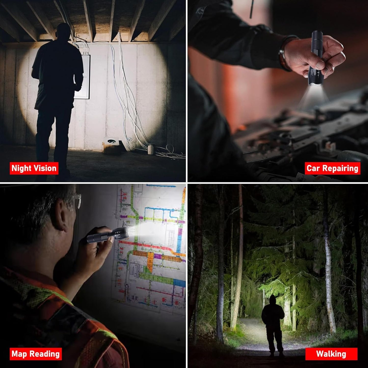 LED Flashlights - High Lumen Mini Tactical Flashlights with 5 Modes, Zoomable Beam, Water-Resistant Design for Camping, Outdoor, and Home Use (4)