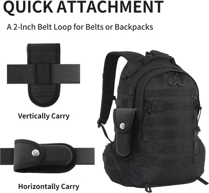 Nylon Pocket Knife Sheath, 5''-5.5'' Multitool Pouch, Folding Knife Belt Sheath with Snap Closure and Horizontal or Vertical Carry Belt Loop, Multitool Case for Outdoor or Daily Use, Larger Size