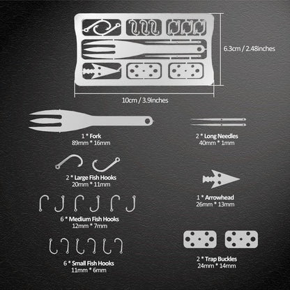 Hukado 7PCS Survival Card Multitool Camping Kit with Fishing Line Gear, Multipurpose Credit Card Wallet Portable Survival Tool with Felt Bag for Outdoor Fishing Hiking Hunting