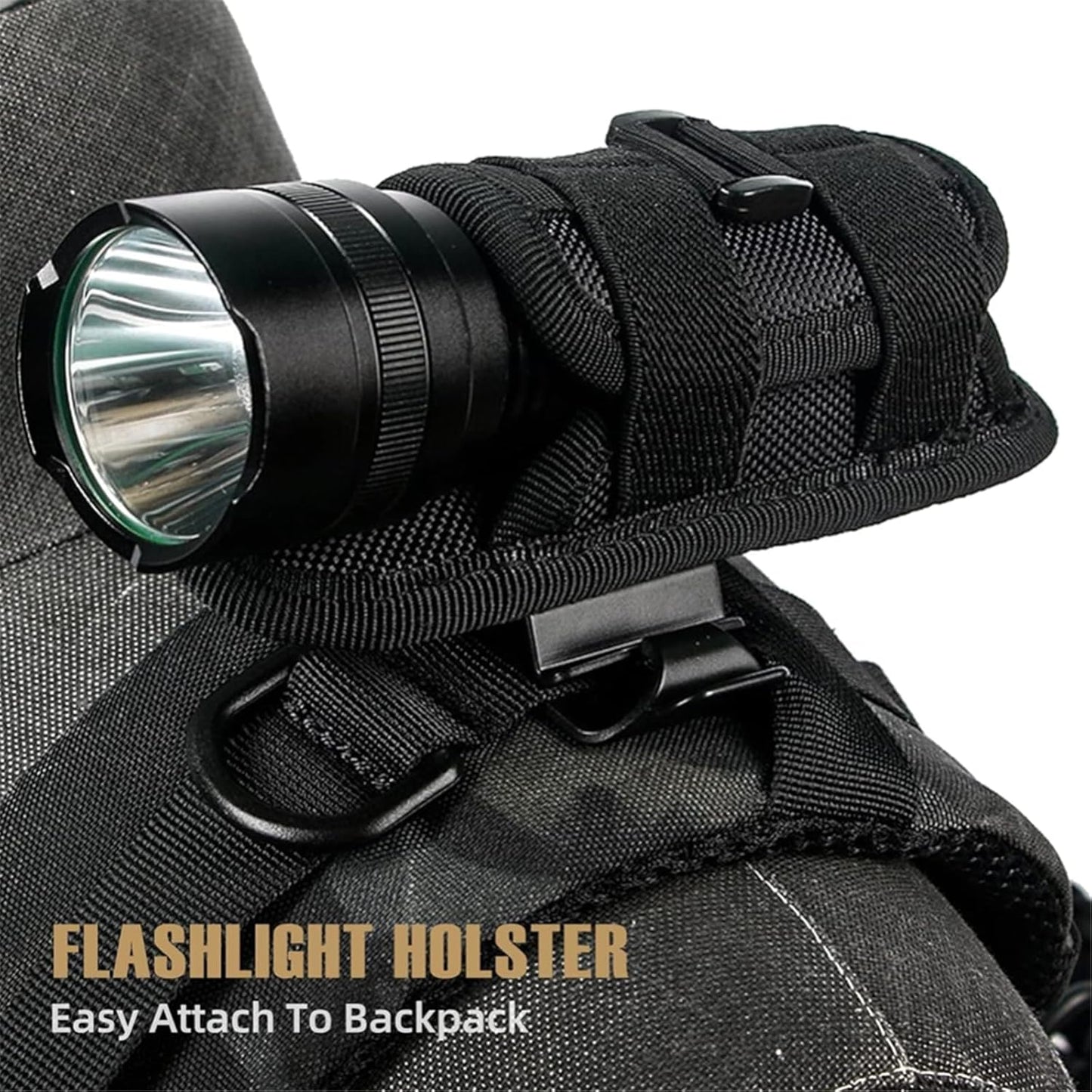 CHGEO Tactical Flashlight Pouch Holster: 360° Rotatable Holder with Carabiner Reel Clip - A Must-Have for Outdoor Camping, Hiking, and Tactical Gear
