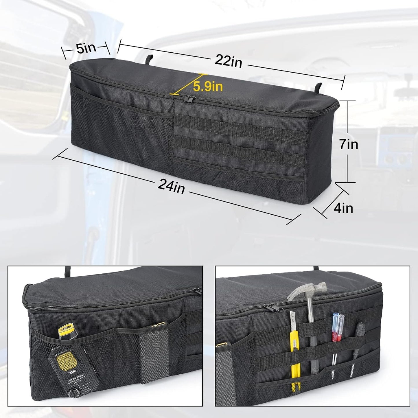 QQUNSUNUS Car Bag Organizer Trunk with 600D Oxford Cloth Car Storage Trunk Organizer Compatible with Toyota FJ Cruiser 2007-2021 Multifunctional Storage Bag