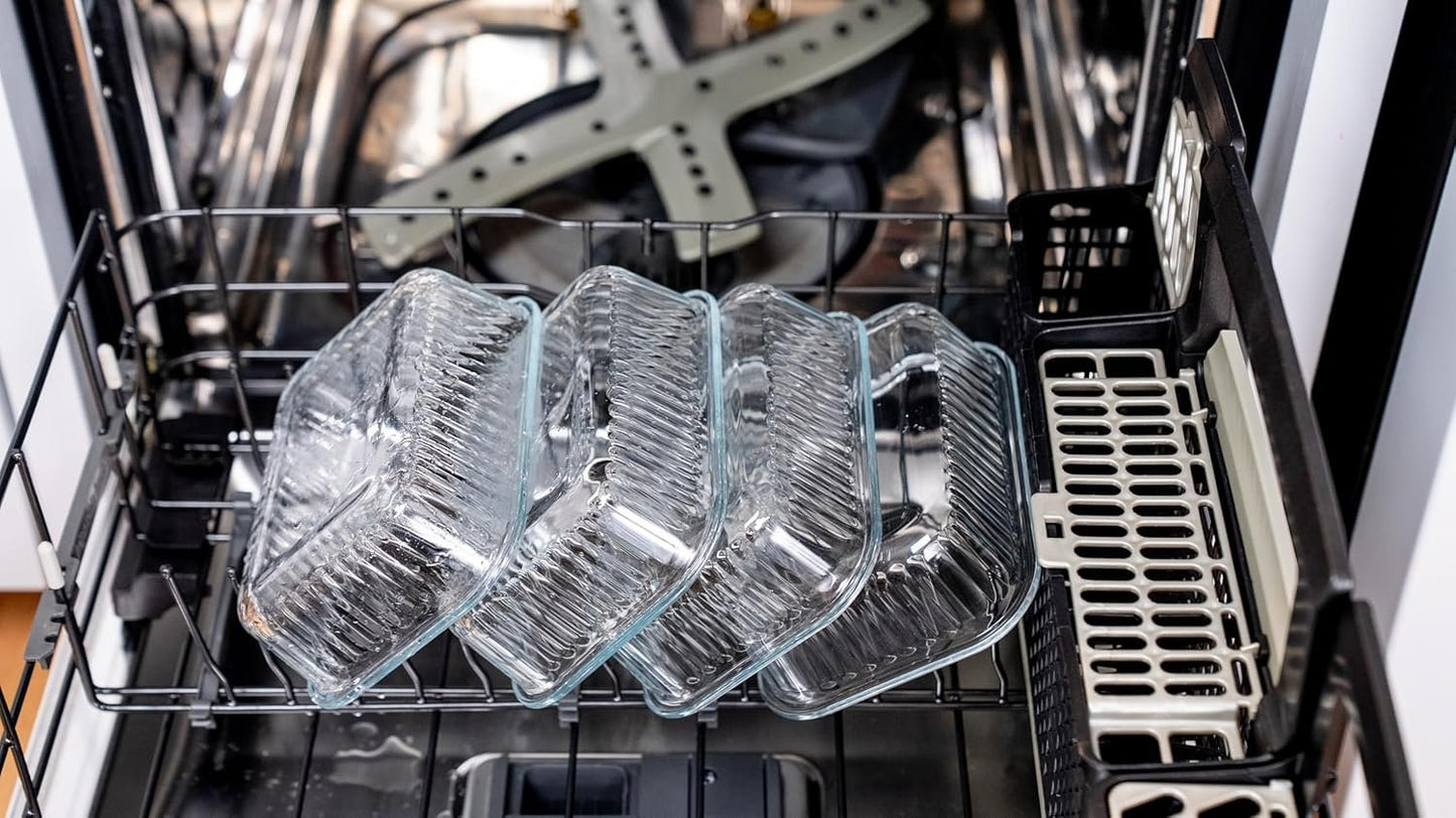 Ceywa 5-Pack 36 oz Sculpted Glass Food Storage Containers with Lids - Borosilicate Glass Meal Prep Container - Airtight, Leak-Proof Food Prep Containers, Microwave, Freezer, Oven Safe & BPA Free