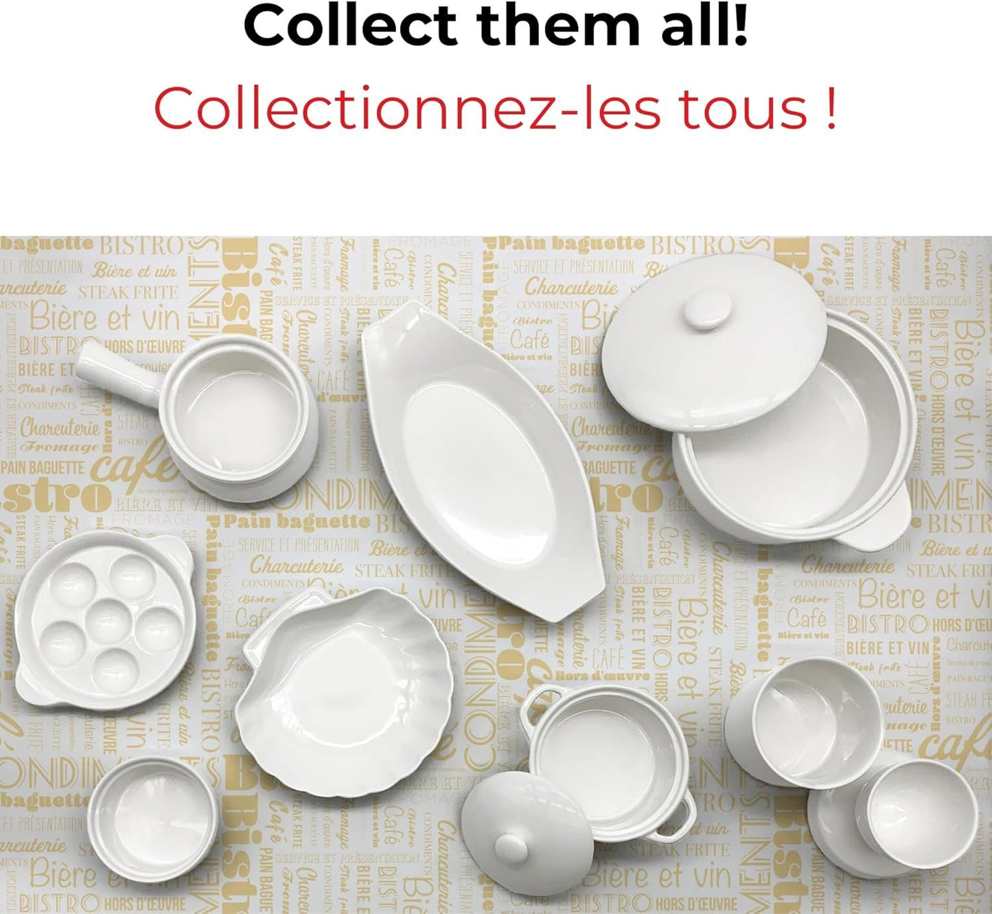 Starfrit Gourmet Bistro - Set of 2 Porcelain Mini Casseroles with lids - Stain Resistant - Oven, Microwave and Dishwasher Safe - Versatile Use