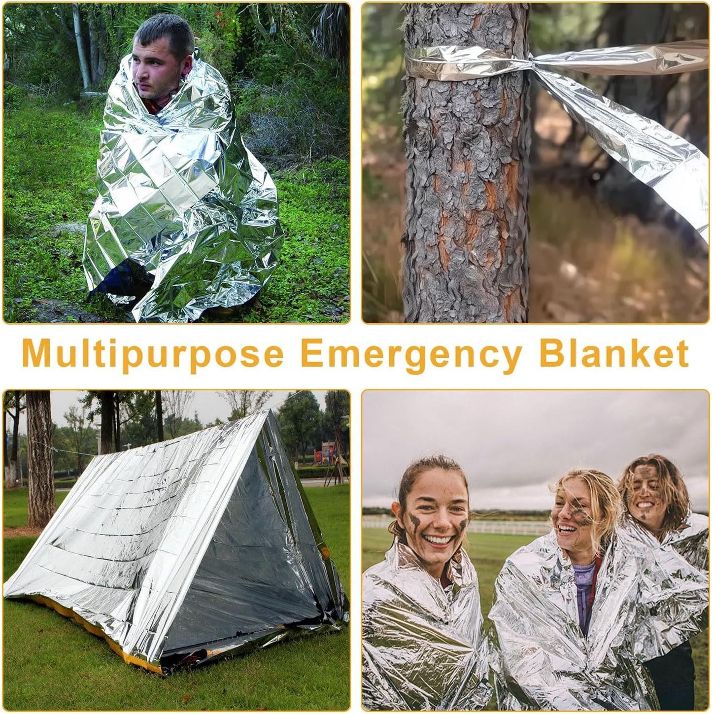6 Pack Camping Emergency Blankets, 210 * 160cm Mylar Thermal Blanket, Portable First Aid Foil Blanket for for Outdoor, Camping, Hiking, Travel