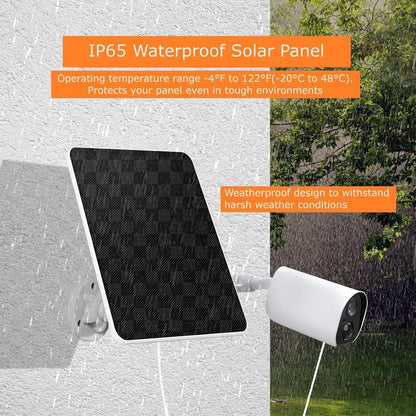 Mozzoom Solar Panel for Security Camera, 4W 5V Solar Panel with USB C Micro USB Port, Portable Solar Panel with IP65 Waterproof for Rechargeable Battery Powered Outdoor Camera (1 Pack)