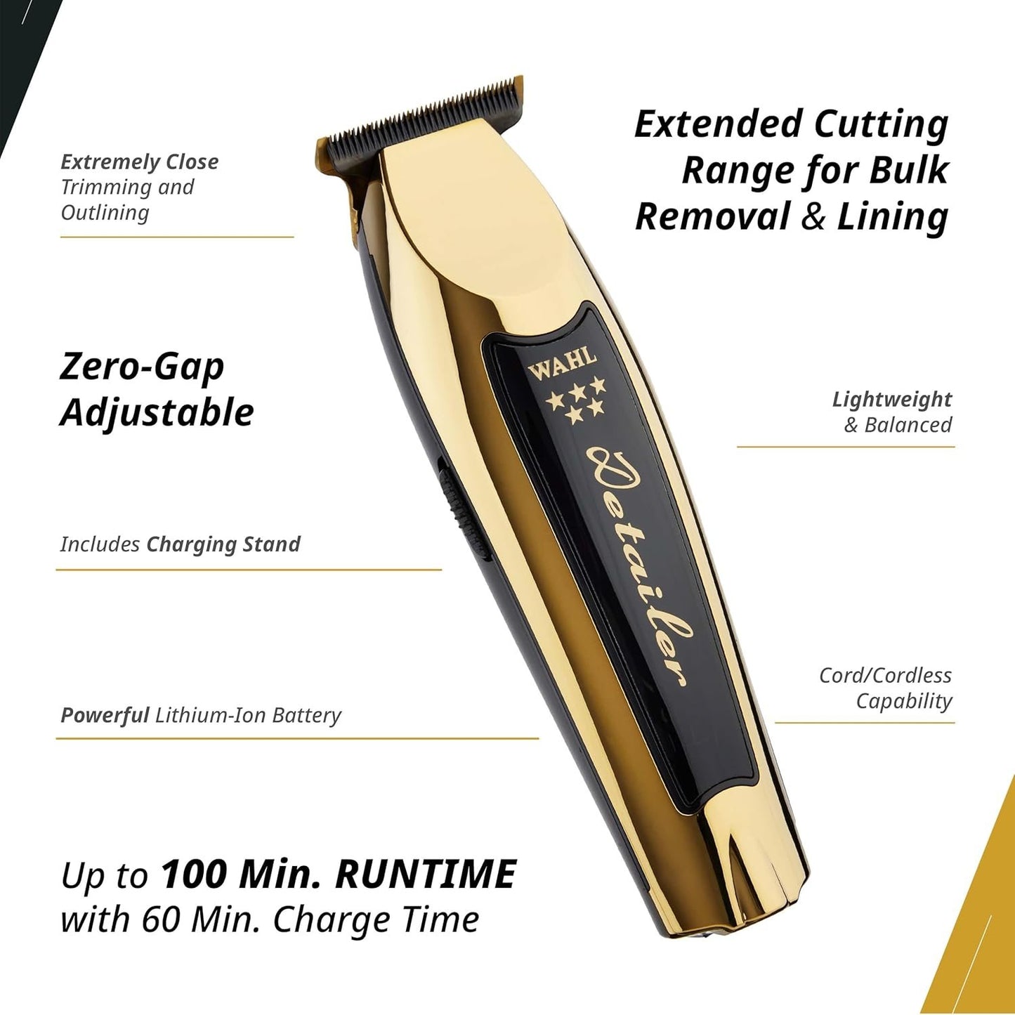 Wahl Professional 5 Star Gold Cordless Detailer High Precision Trimmer Lithium Ion Battery