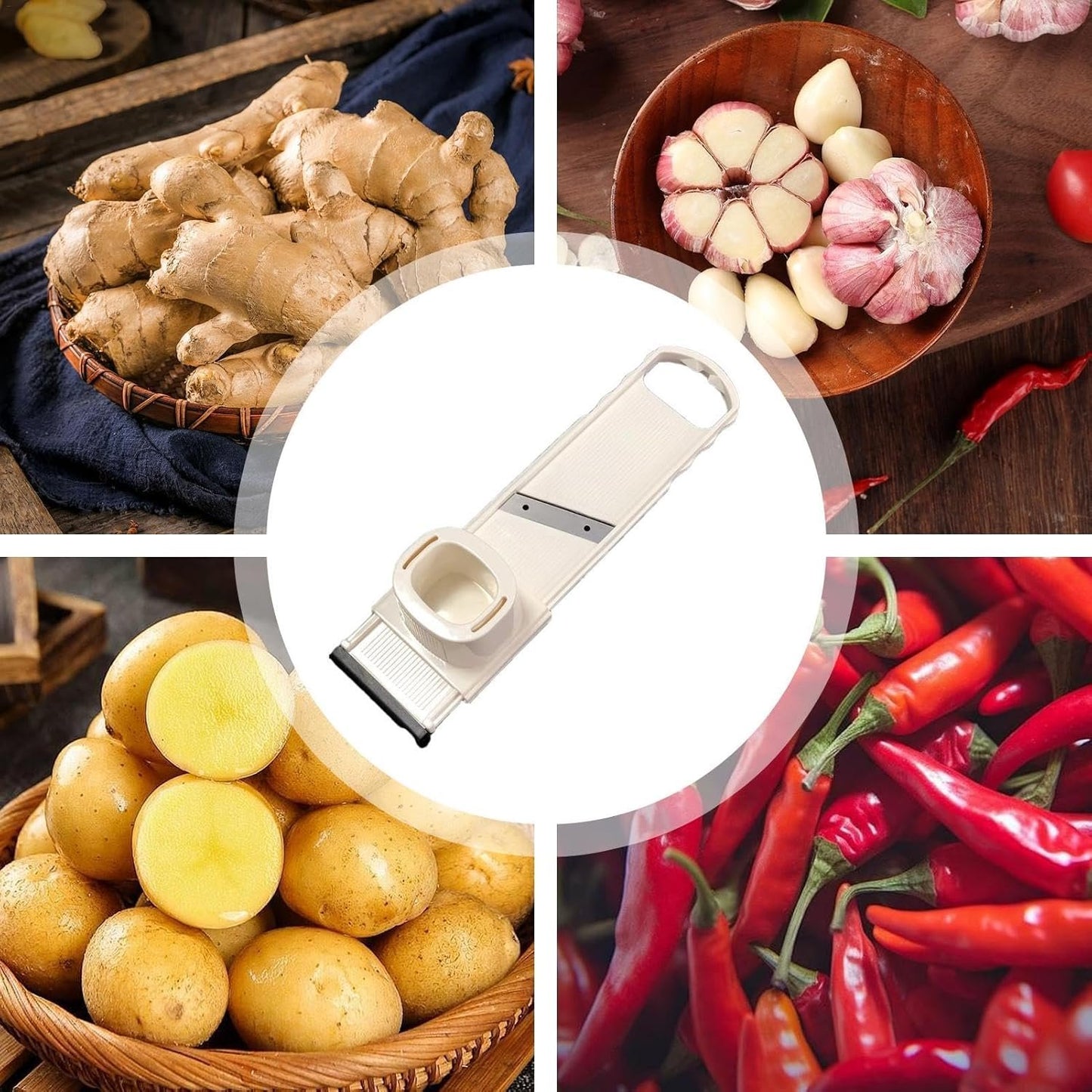 Garlic Slicer Super Thin - Food-Grade Garlic Cutter Chopper, Ultra-Thin Slicing Prep Tool - Vegetable Chopper Shredder, Multi-Functional Garlic Mincer Kitchen Gadgets for Home Chef