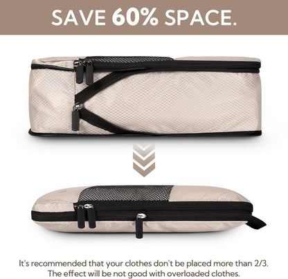 GRANNY SAYS Compression Suitcase Organizer, 6 Pieces Space-Saving Travel Organizer for Suitcases with Zipper, Packing Cubes Compression, Suitcase Organizer Set, Suitcase Organizers, Beige
