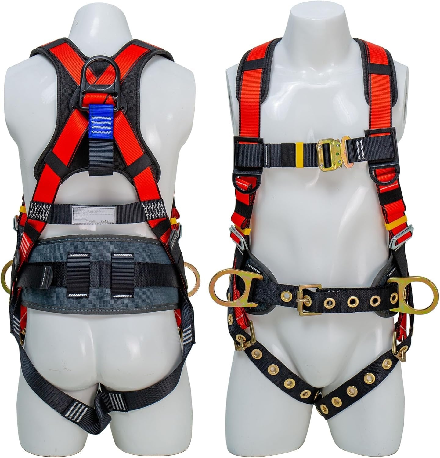 DIJJIG safety harness fall protection harness roofing harness construction harness fall protection safety harness lanyard arnes de seguridad para construccion OSHA/ANSI Compliant csa