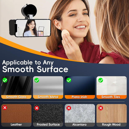 YaCeSyn Vacuum Magnetic Phone Holder, Foldable & Retractable Magnetic Suction Cup Phone Mount, Double-Sided Magnetic Phone Stand for Car/Gym/Mirror/Shower,Compatible with iPhone 16/15/14/13/12