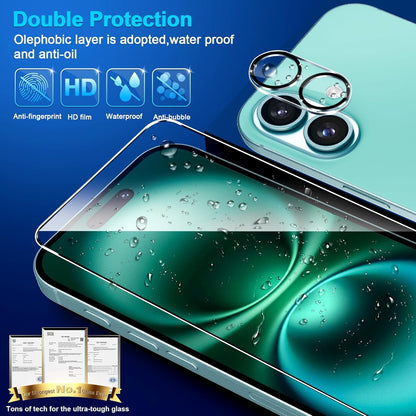 letosan [3+3 Pack] Screen Protector for iPhone 16 6.1-Inch, 9H Tempered Glass, HD Clear Case Friendly for iPhone 16 Glass Screen Protector